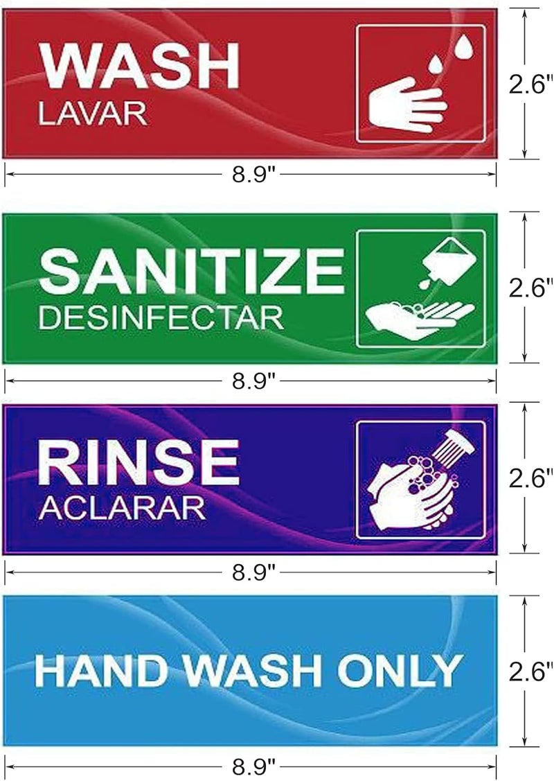 Gircss 4 Pack Wash Rinse Sanitize Sink Labels, Waterproof Sticker Signs Perfect for 3 Compartment Sink - Restaurants, Commercial Kitchens, Food Trucks, Dishwashing or Wash Station - Image 3